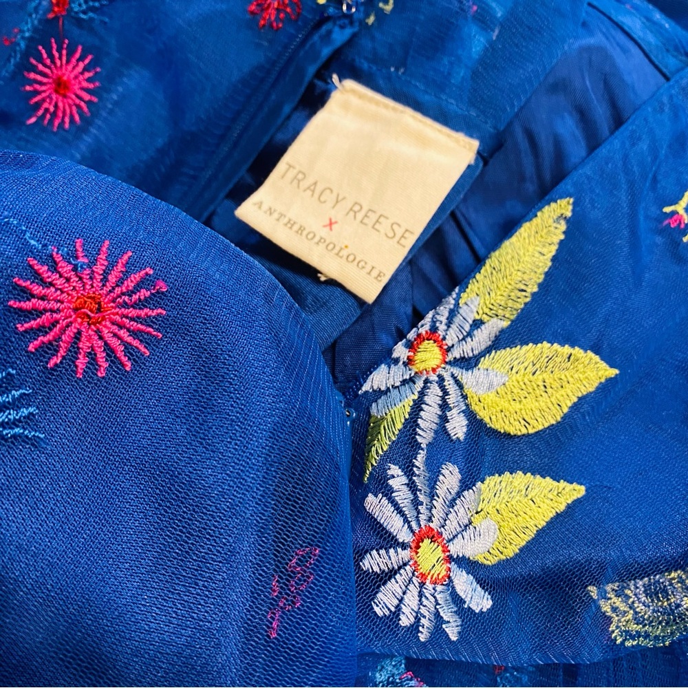 Tracy Reese for Anthropologie, Embroidered Topaz Blue Dress, Size M - Picture 12 of 12